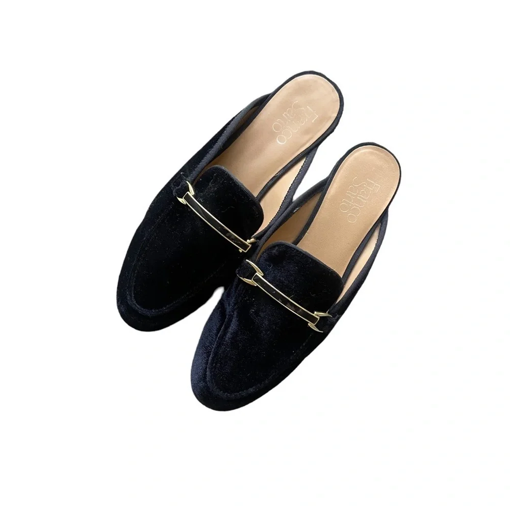 Franco Sarto Black Velvet Pippa Mules Loafers